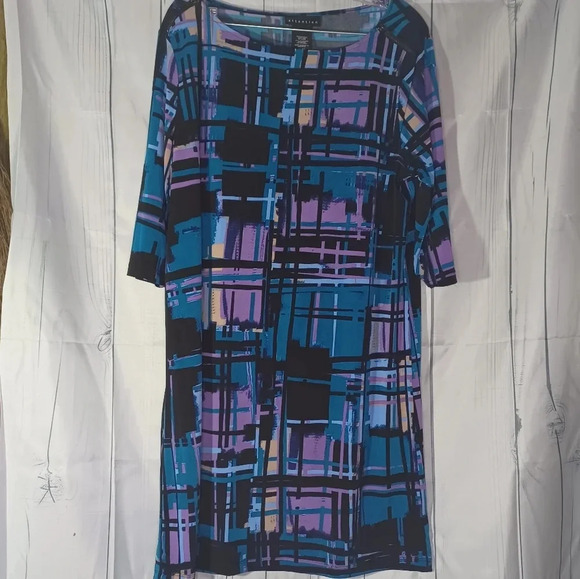 Attention 3/4 sleeve colorful swing dress - Picture 1 of 8